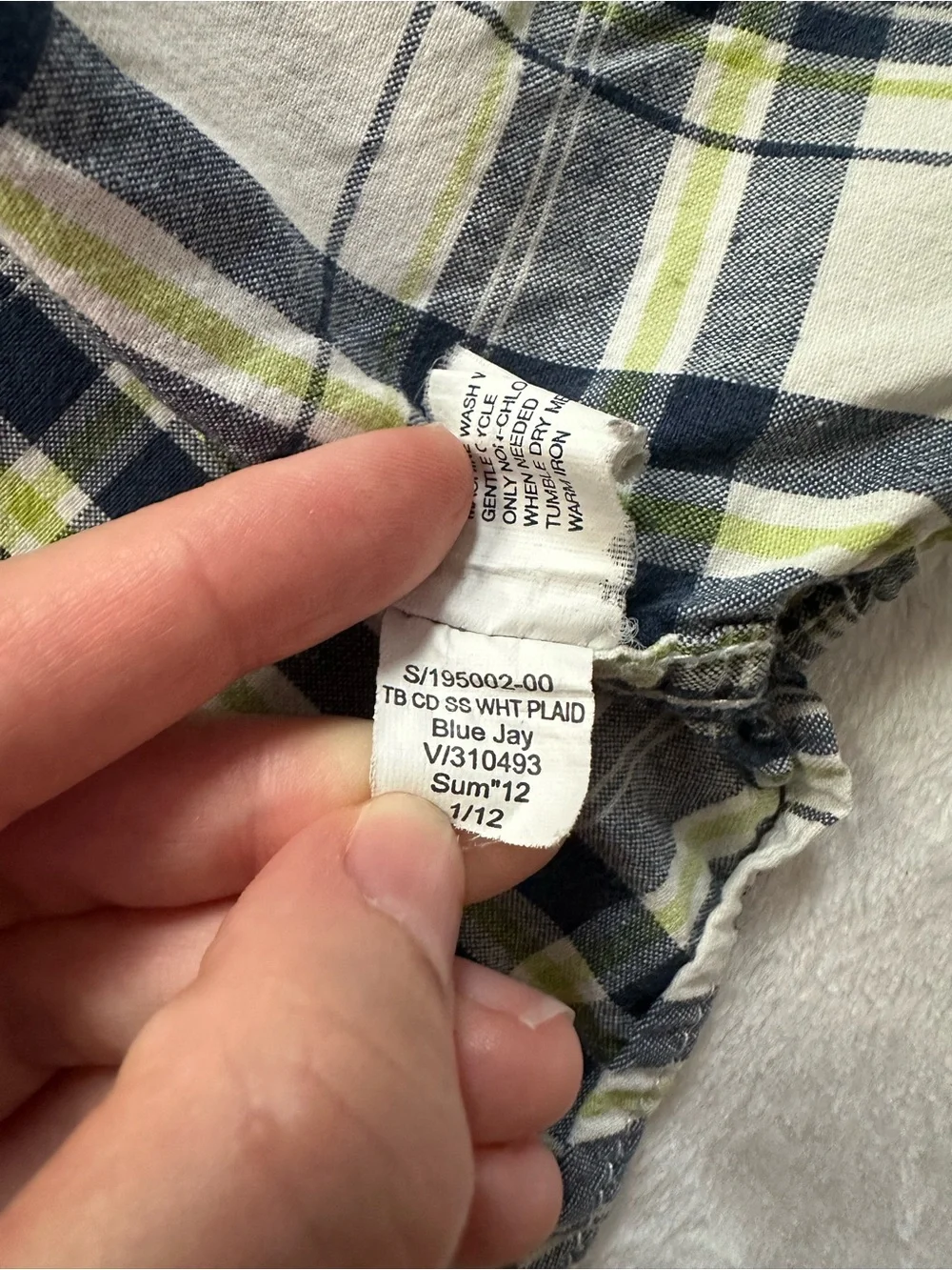 Baby Gap Plaid Short Sleeve Button Up Shirt White Blue Boys Size 18-24 Months